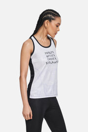 Women's Workout Tank Top, White, Slogan, Dry-Fit